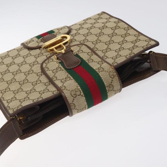 GUCCI GG Canvas Shoulder Bag Beige Gold - Picture 6 of 16